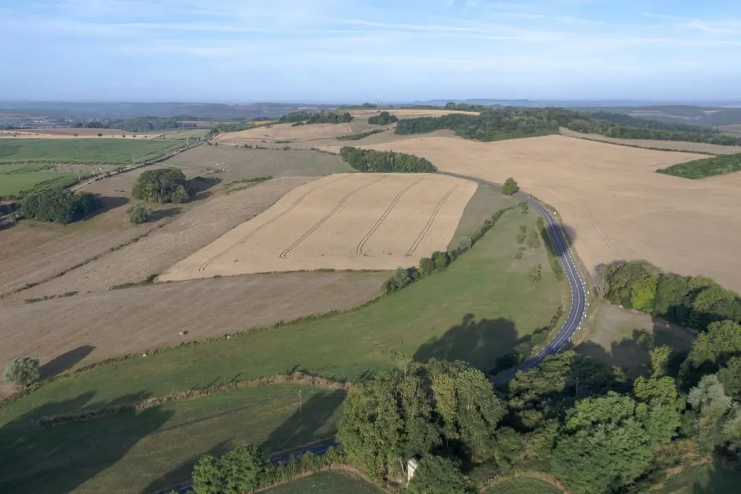 Un champ cultivé vu du ciel