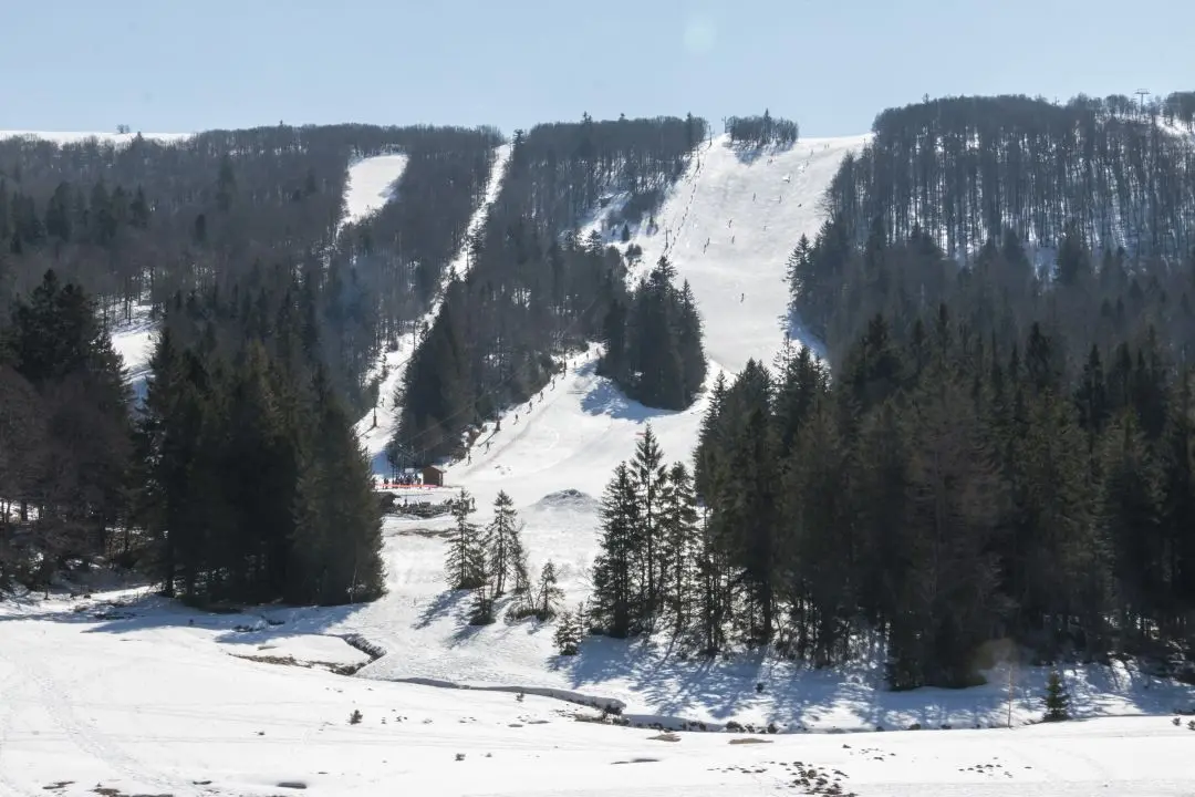 Vue sur les pistes rouge et bleu Goulet de la station de la Bresse-Hohneck